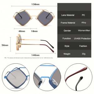 Gafas de Sol Steampunk Retro para Hombre con Logotipo Personalizado, Marco Metálico Hueco, Lentes de Espejo Degradadas, Protección UV400, Gafas de Sol Punk para Hombre y Mujer - Product Image 6