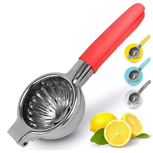 Thép Không Gỉ Hạng Nặng 304 Có Tay Cầm Bằng Silicon Cao Cấp Ép Lớn Kim Loại Lemon Squeezer