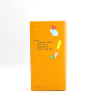 Caja de Embalaje de Papel Kraft Amarillo Personalizada Impresa para Botella de Whisky de Malta Individual de 500 ml