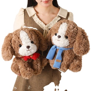 Juguete de Peluche de Perro <span class=keywords><strong>Beagle</strong></span> Sentado con Bufanda, Relleno de Algodón PP, Juguetes de Peluche Suaves, Diferentes Muñecos de Peluche - Product Image 1