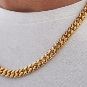 Gemnel 핫 잘 팔리는 316 stainless steel 쿠바 금 8 미리메터 체인 necklace 커브 men 보석 - Product Image 3