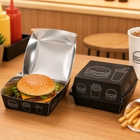 Caja para Hamburguesas con Forro de Papel Aluminio, Logotipo Personalizado, Envase Desechable para Hamburguesas, Mantiene la Comida Caliente, Resistente a la Grasa, Contenedor para Llevar