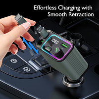 Chargeur de voiture industriel GXY à double port USB-C PD 3.1A, charge rapide, 12-24V, indicateur LED, surveillance, cordon rétractable portable, garantie 1 an