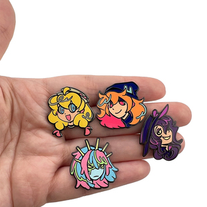 Pin Personalizado de Esmalte Suave de Dibujos Animados con Purpurina, Insignia Metálica para Creador de Logotipos, Impresión UV, Lindo Pin de Solapa de Esmalte Duro de Anime - Product Image 1