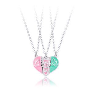 Día DE LA MADRE padre-hijo corazón colgante collar de dibujos animados 3 unids/set amor empalme magnético corazón collar joyería - Product Image 5