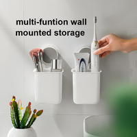 Rangement mural adhésif pour brosse à maquillage, support de pâte à dents personnalisé, distributeur de salle de bain, support de rangement de salle de bain, organisateur de panier