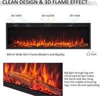 Cheminée murale encastrée intelligente Kalsubo de 60 pouces, double chauffage 750W 1500W, flamme multicolore, lit de combustible, compatible avec Alexa