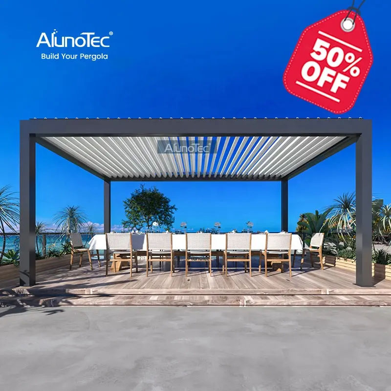 AlunoTec-toldo de vela de lujo de 4,5x5m, estructura de Patio, pérgola de cubierta exterior para Cocina