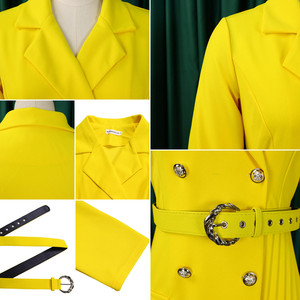 D3284 Abiti da Ufficio da Donna su Misura, Abiti Casual a Maniche Lunghe con Scollo a V e Pieghe, <span class=keywords><strong>Abito</strong></span> Formale da Lavoro - Product Image 6