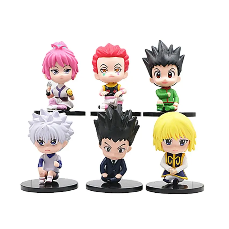 6 unids/lote Hunter x Hunter Gon Freecss y Killua Zoldyck figura de acción Kurapika Hisoka Kulolo Lushilufelu Anime figura de juguete