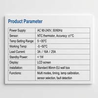 Panel de Control de Pared Inteligente con Voz Alexa, Modo de Ahorro de Energía ECO, NTC ±1 ℃   Pantalla LCD de Doble Carga 3A/25A