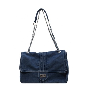 CT40 grande capacité femmes vêtements de loisirs jeans sacs style vintage dames mode sacs fourre-tout avec chaîne poignée beaux sacs à bandoulière - Product Image 5