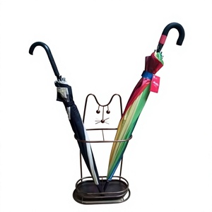 Porte-parapluie moderne en fer forgé avec motif chat, finition thermolaquée, capacité unilatérale pour la décoration intérieure - Product Image 1