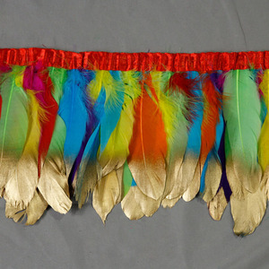 Venta barata, adornos de plumas plateadas con flecos de punta de ganso dorado en aerosol para ropa de fiesta de carnaval, decoración de encaje dorado - Product Image 5