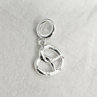 Bijoux fins, argent sterling 925 plaqué rhodium, zircon 5A, hypoallergénique, charme personnalisé en forme de cœur de beignet pour la fabrication de bijoux