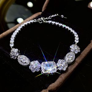 S925 Sterling Silver Plated High Carbon <b>Diamond</b> Bracelet for Women Ins Niche Design Minimalist Cold Style <b>Simulated</b> Moissanite - Product Image 1