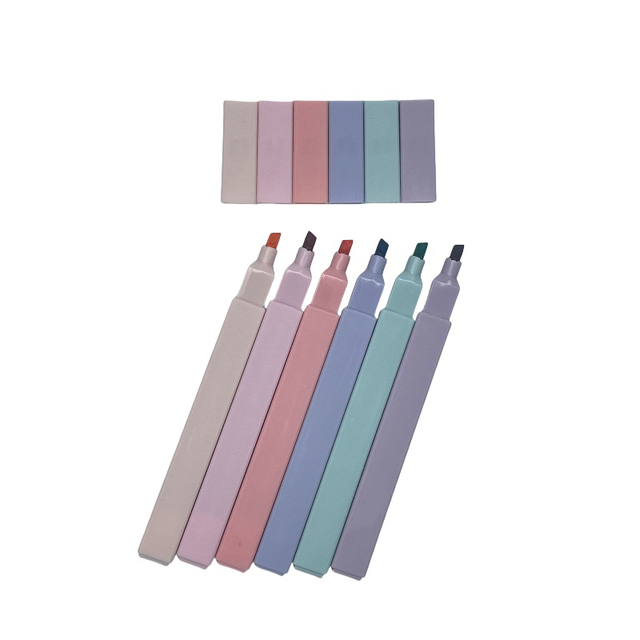 HY Vibrant 6-Piece Durable Highlighter Set in Various Colors for Note-Taking Underlining Coloring