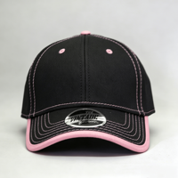 Casquette de baseball noire et rose à surpiqûres contrastées, visière incurvée, réglable, rétro, bicolore, décontractée pour femme