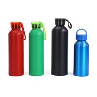 Bouteille d'eau sportive grande capacité en aluminium, style américain, à couche unique, avec sangle de transport, idéale pour la randonnée, pour hommes et femmes