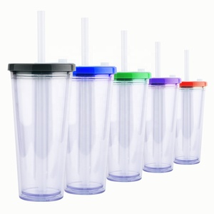 แก้วน้ำพลาสติกสองชั้น <span class=keywords><strong>Mlife</strong></span> ปลอดสาร BPA สำหรับขายส่ง พร้อมฝาพลาสติกใส หลอดดูด และจานรอง สำหรับเครื่องดื่มเย็น - Product Image 3