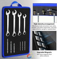 Tapis magnétique flexible pour outils 12,8''x9,5'' avec poignée télescopique antidérapante pour mécaniciens, garage, atelier, réparation automobile (Bleu)