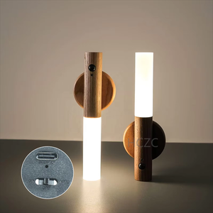 Three Modes LED Night Light USB Charging Wall <strong>Lamp</strong> Intelligent Human Body Sensing <strong>Wood</strong> Grain Stick Corridor <strong>Lamp</strong> Bedroom - Product Image 1