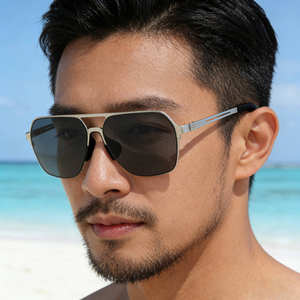 Lunettes de soleil polarisées à monture carrée Ks-3977 pour hommes, monture en métal noir et plastique, protection UV400, pare-soleil d'extérieur - Product Image 4