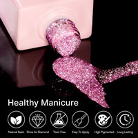 Robifel Gel à paillettes réfléchissant Disco, couleur personnalisable (OEM), biologique, sans HEMA, vernis à ongles UV à paillettes, effet soak-off