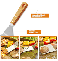 Ensemble de 7 accessoires de cuisson robustes pour barbecue de camping, comprenant spatule, racloir et nettoyeur pour la cuisine en extérieur