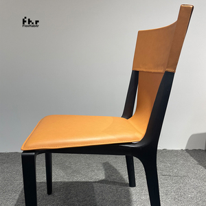 Customizable Orange Upholstered <b>Dining</b> <b>Chair</b> Black Wood Frame Leisure <b>Chair</b> Wholesale for Home Commercial Use - Product Image 5