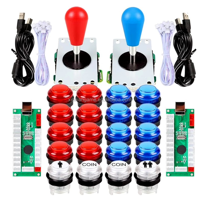 2 Player Zero Delay Arcade Stick Cabinet LED Clear Push Buttons Joystick for PC MAME Raspberry Pi Video Game DIY Kit