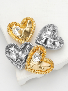 Chất Lượng Cao Thân Thiện Với Môi Kẽm Hợp Kim Hình Trái Tim Nút Chân Với Thủy Tinh Lấp Lánh Inlay Cho Trang Trí May Mặc - Product Image 6