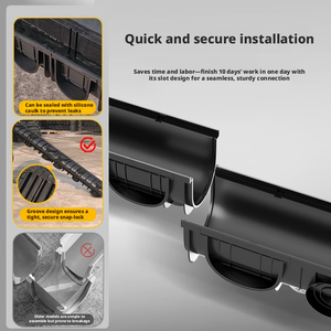 Hot-selling Outdoor Rainwater Drainage Channels <b>Linear</b> Plastic HDPE Drainage Channels U-Shaped Channels - Product Image 3