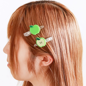 Pinces à cheveux personnalisées en acrylique, colorées, uniques, décontractées, mignonnes, en forme de fruits, rouges, vertes, transparentes, pour un cadeau original - Product Image 4