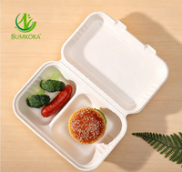 Contenants alimentaires en bagasse écologiques, résistants à la graisse et compatibles micro-ondes, boîtes à clapet en bagasse, boîtes à emporter jetables
