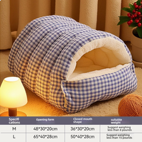Lit pour chat de style cocon, léger, réglable, chauffant, en coton haute densité, amovible, lavable, portable, confortable pour l'hiver