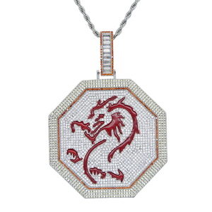 Colgante Talismán del Zodíaco Chino que Brilla en <span class=keywords><strong>la</strong></span> Oscuridad, 60mm, con Circonitas, Compatible con Cadena <span class=keywords><strong>Cubana</strong></span>, Venta al Por Mayor - Product Image 1