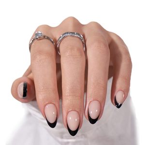Uñas Postizas con Punta Francesa, Forma Almendrada, Ajuste Perfecto, Naturales, Reutilizables, Cortas, con Pegamento, para Mujer, Regalo - Product Image 1