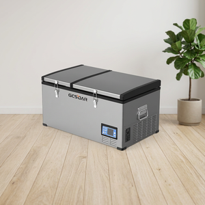 Nevera Portátil GCSOAR de 95L con Pantalla Digital y Doble Tapa, Refrigerador para Acampar al Aire Libre, Color Gris Plateado - Product Image 1