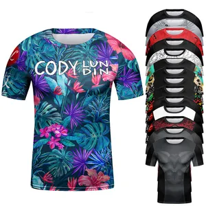 Op Maat Gemaakte Mma Rash Guard Jongens Korte Mouw T-Shirt Compressie Shirt Fitneess Zwemkleding Voor Kinderen Upf50 Kids Tops