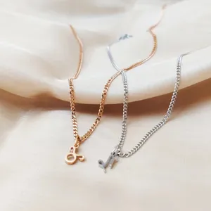 Collier chaîne cubaine pour femme EManco Chic Minimaliste, 12 signes du zodiaque, en acier inoxydable, couleur or/argent 14 carats, pour l'<span class=keywords><strong>astrologie</strong></span> - Product Image 4