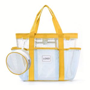 <b>Clear</b> Beach Tote Set with Round Pouch Large Waterproof See-Through Multi-Pocket Pool <b>Bag</b> for Women Wipe-Clean Custom Logo Summer - Product Image 1