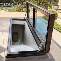 Fenêtre de toit en verre trempé résistant aux chocs Rogenilan pour l'extérieur, fenêtre en aluminium à double vitrage pour sous-sol de villa
