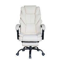 Chaise de bureau à roulettes en cuir blanc confortable patron directeur exécutif avec bras chaise de canapé de bureau inclinable de grande taille pour une longue séance