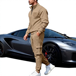 Conjunto de Sudadera con Cuello Alto y Cierre de Cremallera para Hombre, Pantalones Deportivos, Color Sólido, Chándal Informal para Otoño, Tejido FRENCH TERRY - Product Image 5
