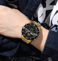 Montre sport numérique de luxe Skmei 1839, mouvement SEIKO, acier inoxydable, étanche, chronographe, alarme, chronomètre pour hommes