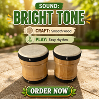 Bongo en peau de mouton naturelle, personnalisé avec logo, populaire, pratique et portable, instrument de percussion pour divertissement, vente en gros