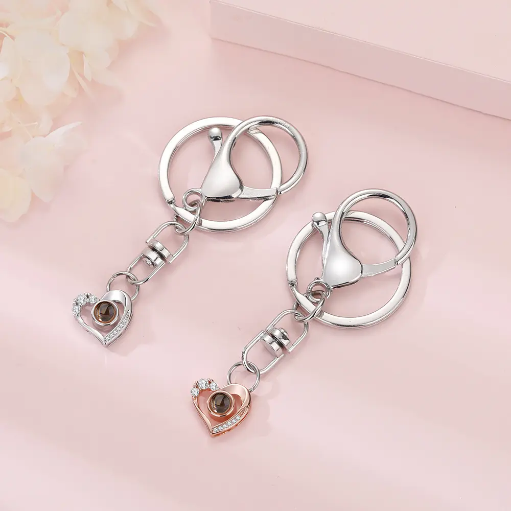 Tùy chỉnh 100 ngôn ngữ tôi yêu bạn tùy chỉnh hình ảnh S925 Sterling Bạc dự xe Keychain cho cha ngày của mẹ