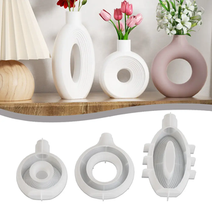 ديكور منزلي تصنعه بنفسك مزهرية على الطراز الاسكندنافي بيضاوية دائرية قالب سيليكون مخطط لإيبوكسي - Product Image 4