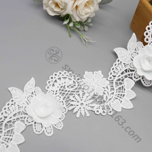 定制设计8厘米水溶刺绣蕾丝面料白色 - Product Image 6